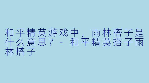 和平精英游戏中，雨林搭子是什么意思？