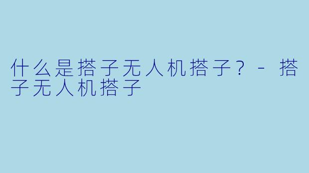 什么是搭子无人机搭子？
