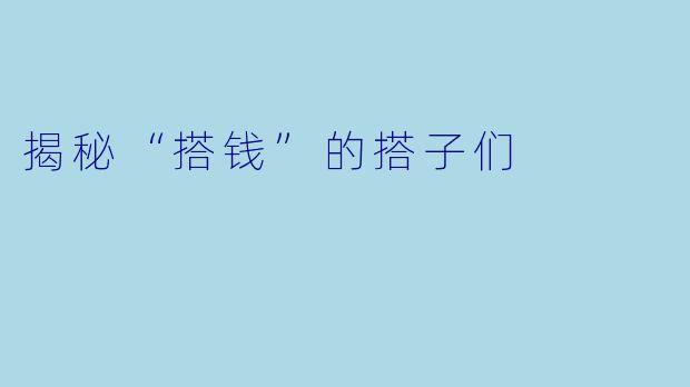 揭秘“搭钱”的搭子们