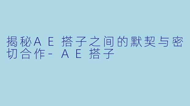 揭秘AE搭子之间的默契与密切合作-AE搭子