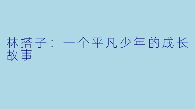 林搭子：一个平凡少年的成长故事