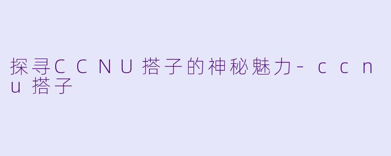 探寻CCNU搭子的神秘魅力
