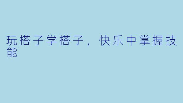 玩搭子学搭子，快乐中掌握技能