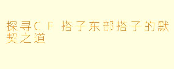 探寻CF搭子东部搭子的默契之道