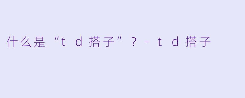 什么是“td搭子”？