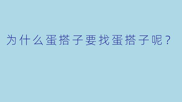 为什么蛋搭子要找蛋搭子呢？