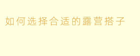 如何选择合适的露营搭子