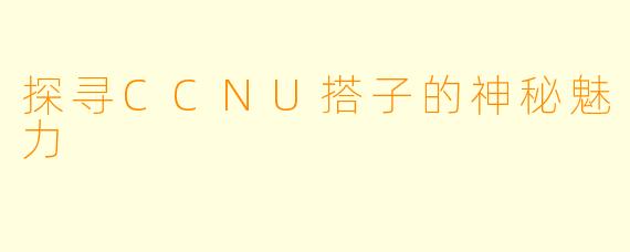 探寻CCNU搭子的神秘魅力