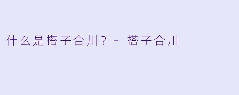 什么是搭子合川？