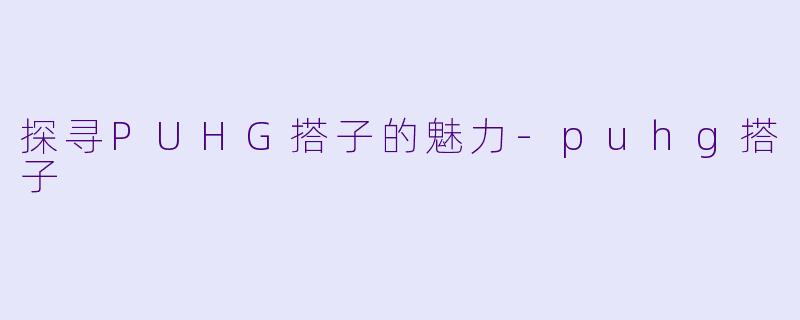 探寻PUHG搭子的魅力-puhg搭子