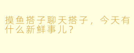 摸鱼搭子聊天搭子，今天有什么新鲜事儿？