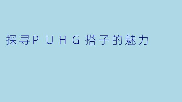 探寻PUHG搭子的魅力