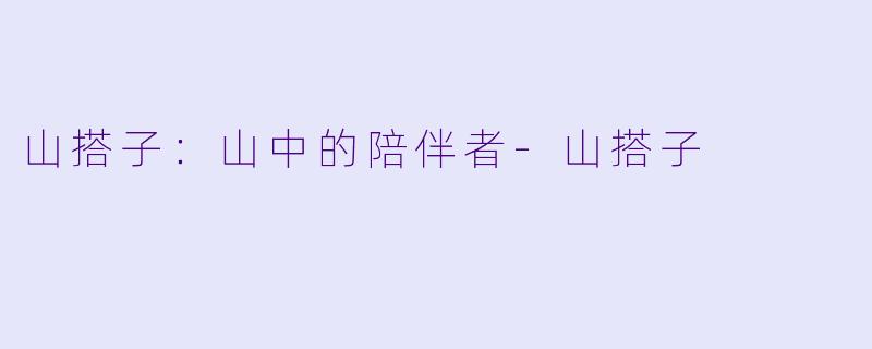 山搭子：山中的陪伴者-山搭子
