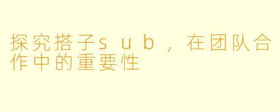 探究搭子sub，在团队合作中的重要性