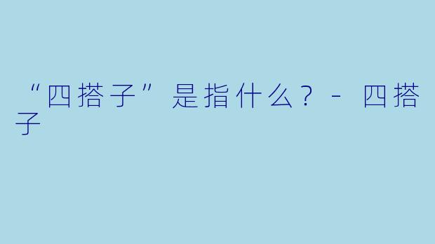 “四搭子”是指什么？
