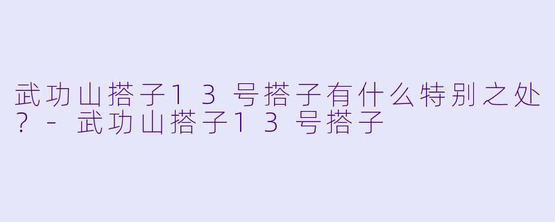 武功山搭子13号搭子有什么特别之处？