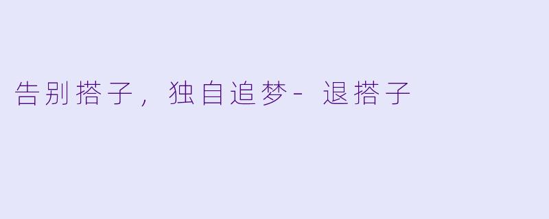 告别搭子，独自追梦-退搭子