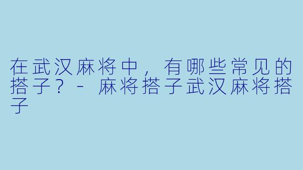在武汉麻将中，有哪些常见的搭子？