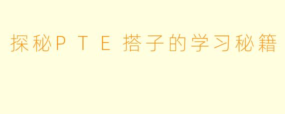 探秘PTE搭子的学习秘籍
