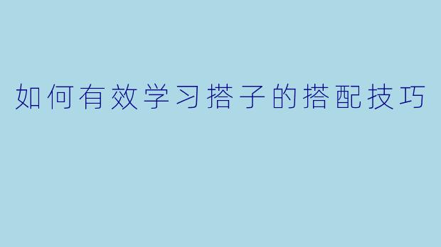 如何有效学习搭子的搭配技巧