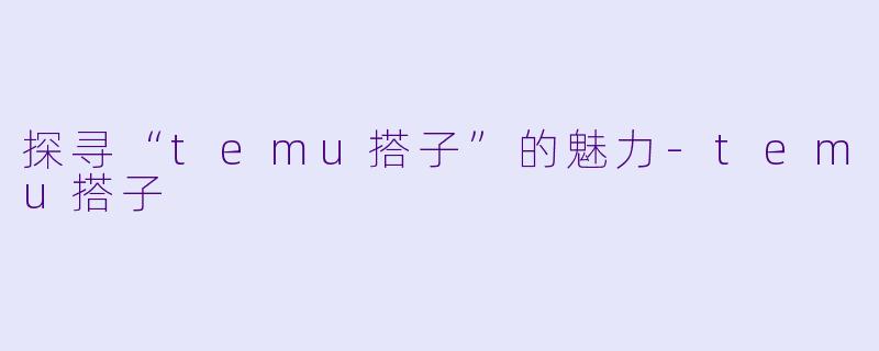 探寻“temu搭子”的魅力-temu搭子
