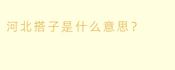 河北搭子是什么意思？