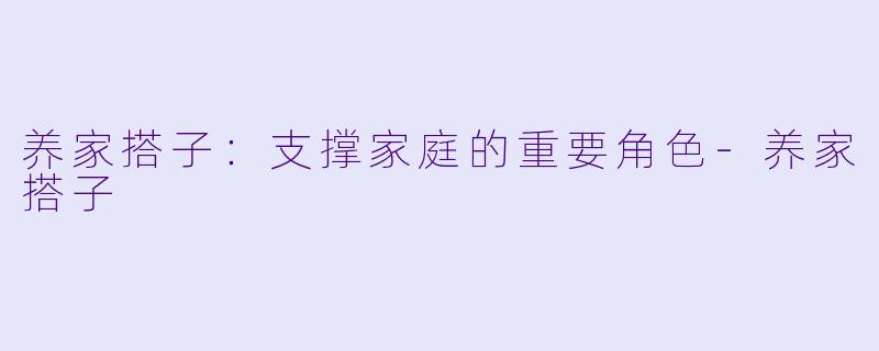 养家搭子：支撑家庭的重要角色-养家搭子