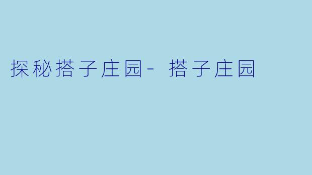 探秘搭子庄园