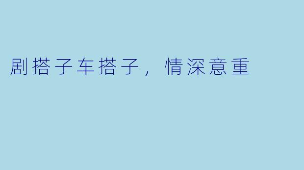 剧搭子车搭子,情深意重