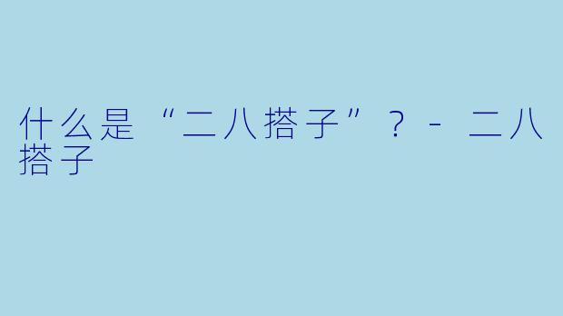 什么是“二八搭子”？