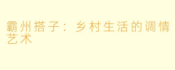 霸州搭子：乡村生活的调情艺术