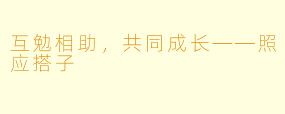 互勉相助，共同成长——照应搭子