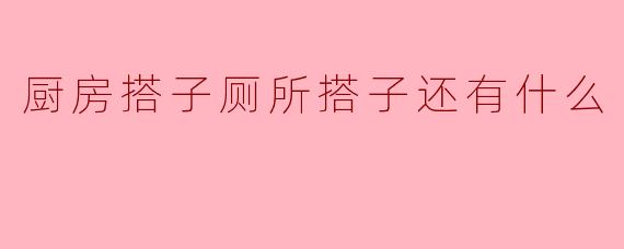 厨房搭子厕所搭子还有什么