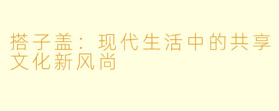 搭子盖：现代生活中的共享文化新风尚