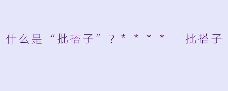 什么是“批搭子”？****