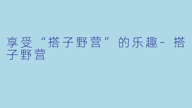 享受“搭子野营”的乐趣