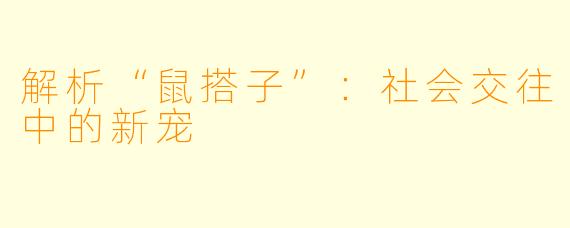 解析“鼠搭子”：社会交往中的新宠
