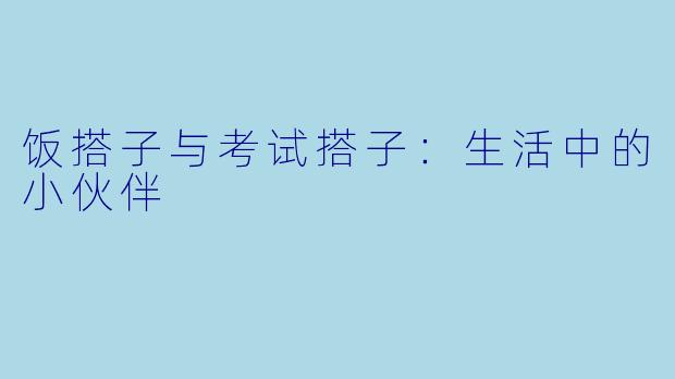 饭搭子与考试搭子:生活中的小伙伴