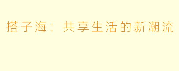 搭子海：共享生活的新潮流