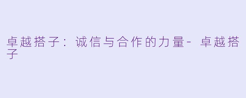 卓越搭子：诚信与合作的力量
