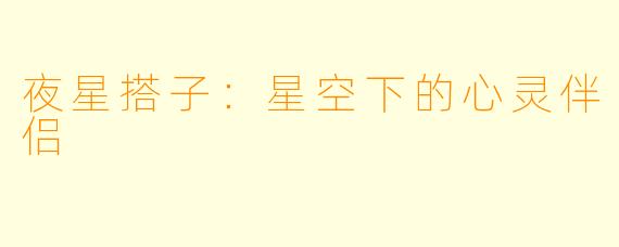 夜星搭子：星空下的心灵伴侣