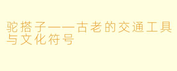 驼搭子——古老的交通工具与文化符号