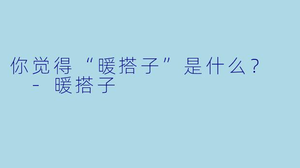 你觉得“暖搭子”是什么？  