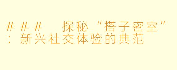 ### 探秘“搭子密室”：新兴社交体验的典范