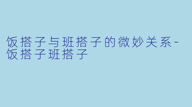 饭搭子与班搭子的微妙关系