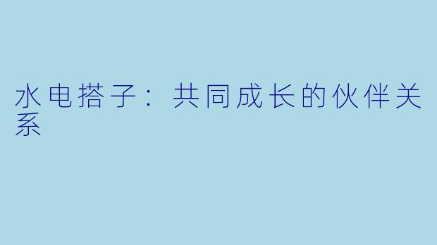 水电搭子：共同成长的伙伴关系