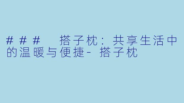 ### 搭子枕：共享生活中的温暖与便捷-搭子枕
