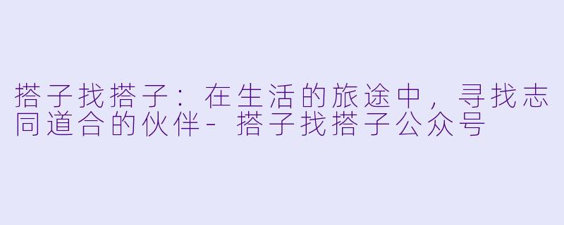 搭子找搭子：在生活的旅途中，寻找志同道合的伙伴-搭子找搭子公众号
