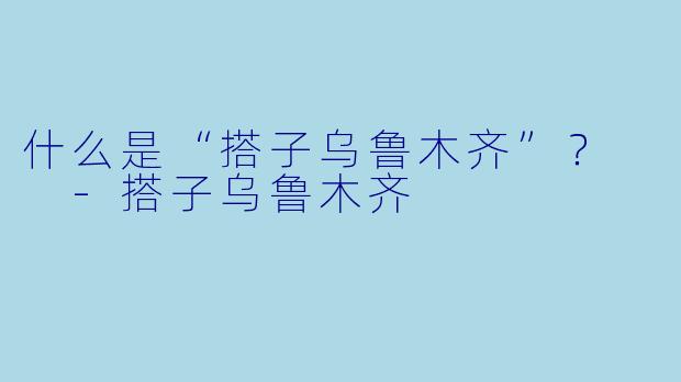 什么是“搭子乌鲁木齐”？  