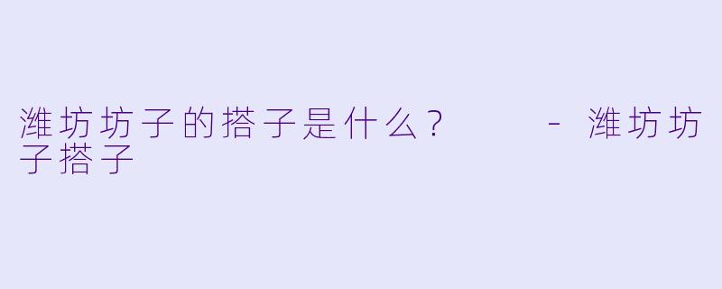 潍坊坊子的搭子是什么？  